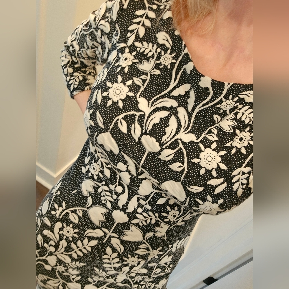 Eliza J Embroidered Black and White Floral Dress - Size 2 - Picture 5 of 16